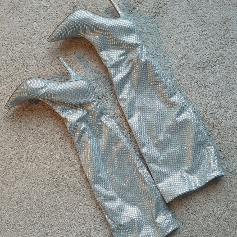 Aldo Slouchy Knee High Boots With Rhinestones